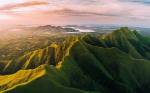 a view of a mountain range from a plane.