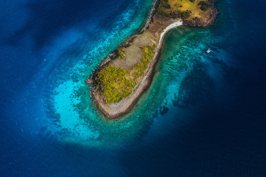 a small island in the middle of the ocean.