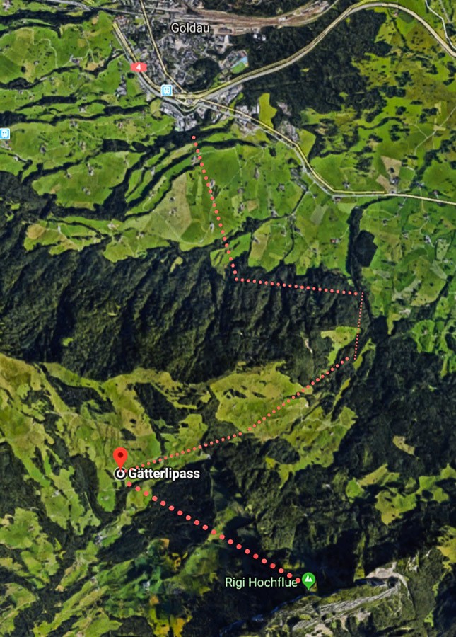 Goldau Train Station to Wolfden's Cabin to Gatterlipass to Rigi Hochflue Map