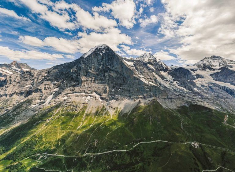 a view of a mountain range from a plane.
