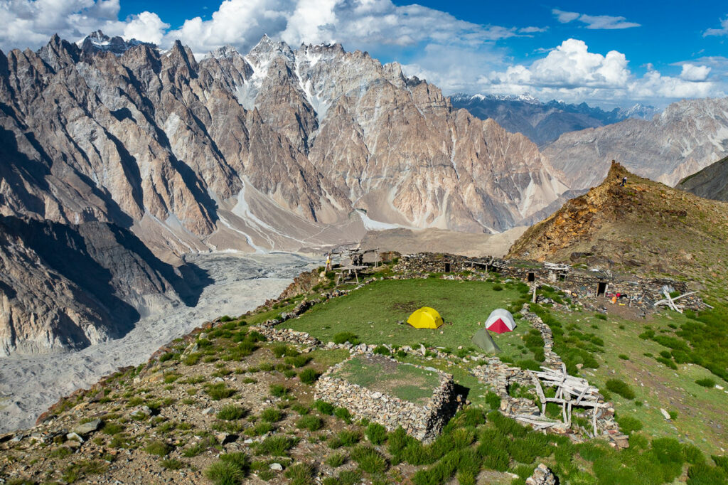 a group of tents on top of a mountain