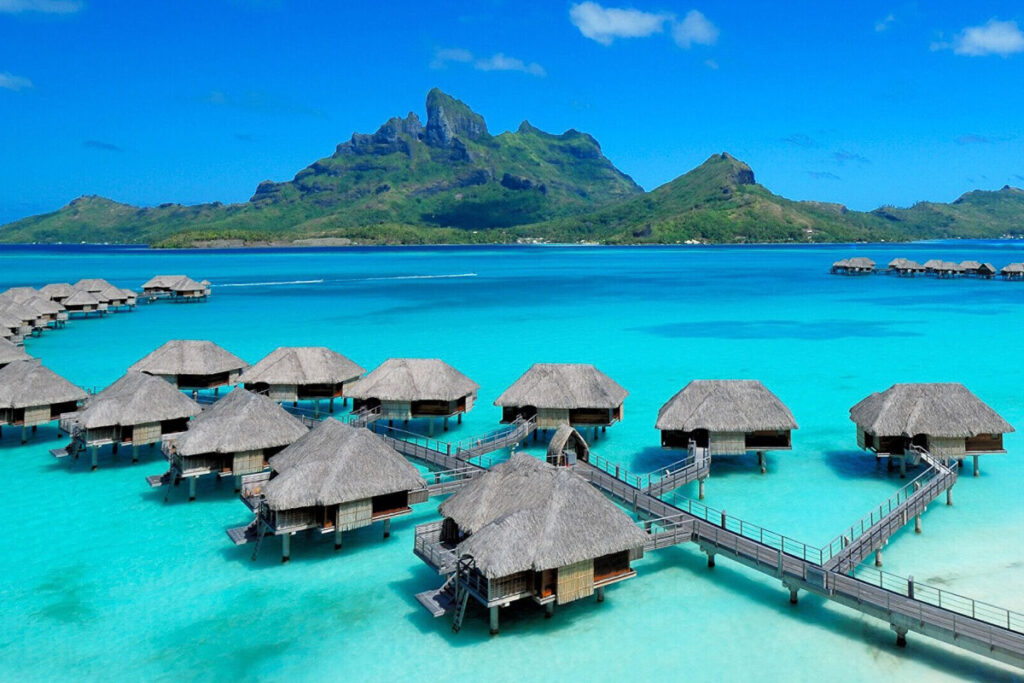 A French Polynesian pier for overwater bungalows.