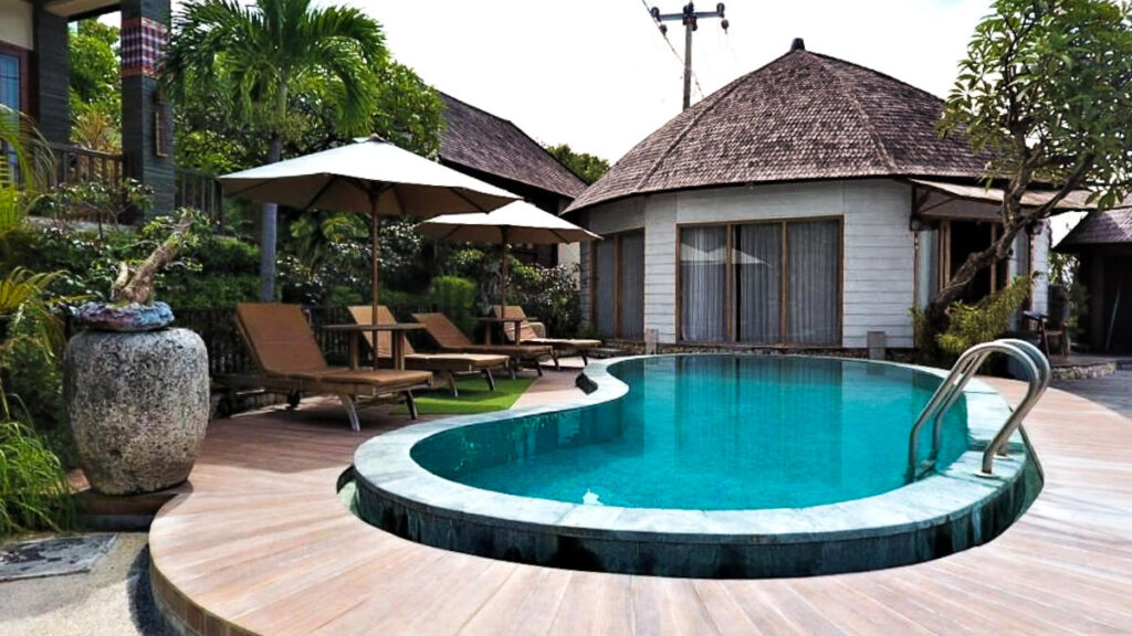 the swimming pool at or close to the villa.